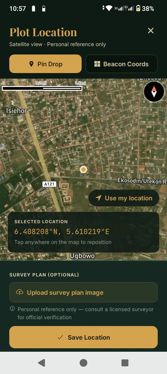 Fitly Plot location screen